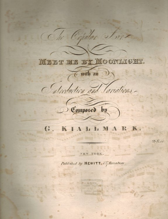 Meet Me By Moonlight with introduction and Variatons - Vintage Sheet Music for Pianoforte