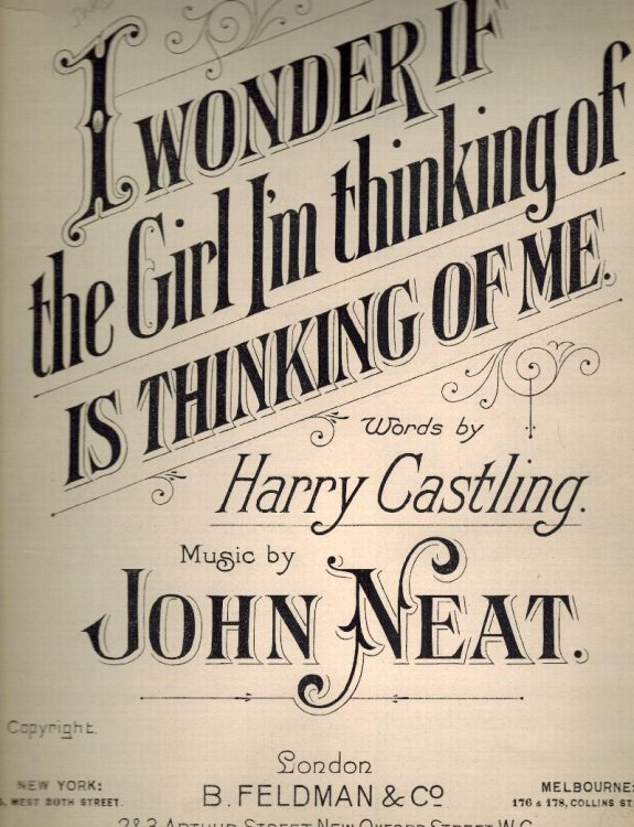 I Wonder if the Girl I'm Thinking of is Thinking of Me - Vintage Sheet Music