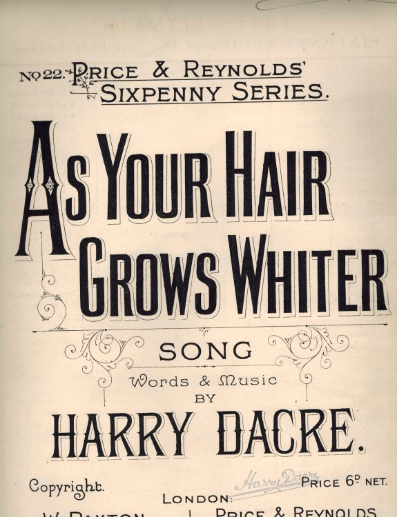 As Your Hair Grows Whiter - Vintage Sheet Music