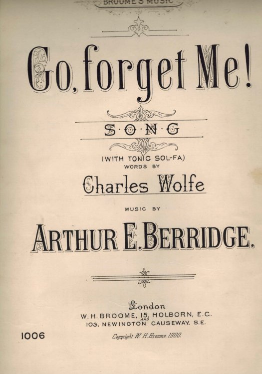 Go, Forget Me Song with Tonic Soll-fa - Vintage Sheet Music