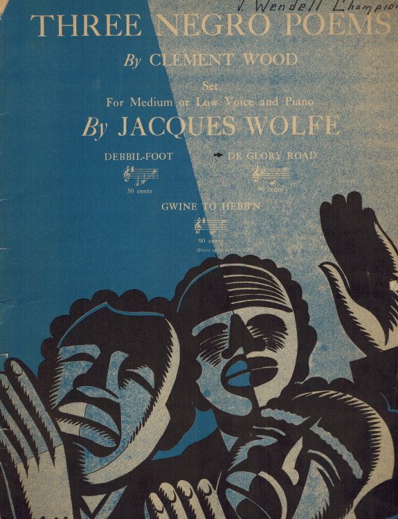 Three Negro Poems - Vintage sheet Music - Debbil Foot - De Glory Road - Gwine to Hebb,n