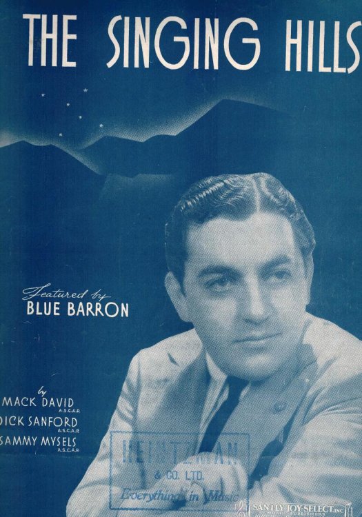 The Singing Hills - Vintage Sheet Music - Blue Barron Harry Freidman Cover