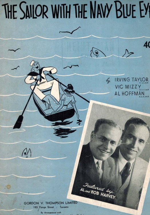 The Sailor With the Navy Blue Eyes - Al and Bob Harvey Cover - Vintage Sheet Music