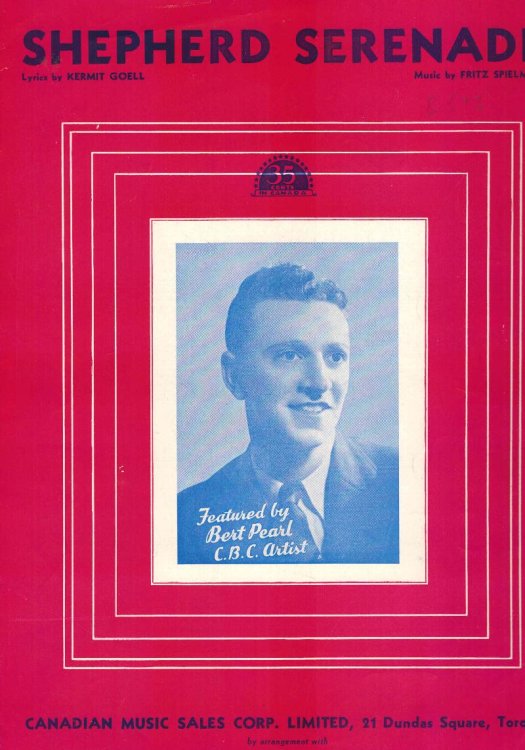 Shepherd Serenade - Bert Pearl Cover -Vintage Sheet Music
