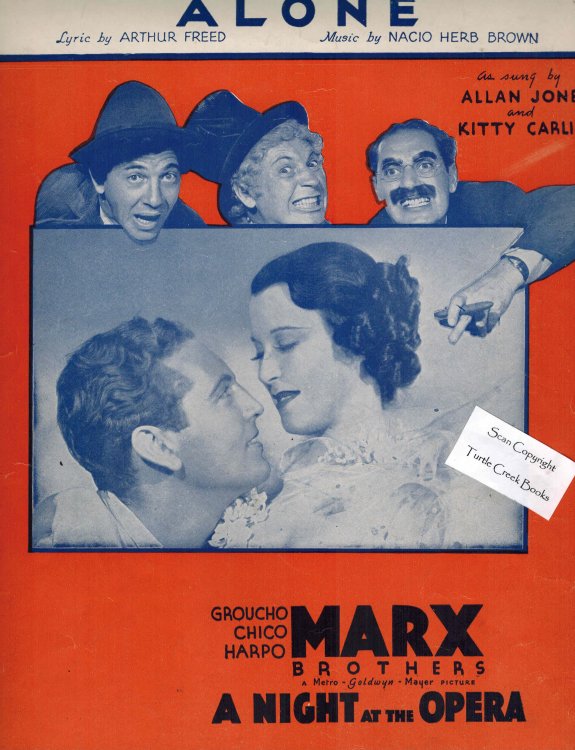 Alone - From A Night At the Opera - Allan Jones & Kitty Carlisle & Marx Brothers Cover - Sheet Music
