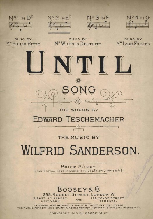 Until Song - Vintage Sheet Music