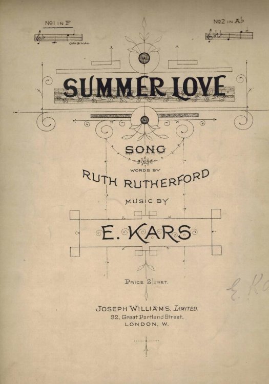 Summer Love - Vintage Sheet Music