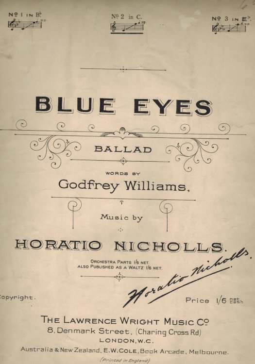 Blue Eyes Ballad - Vintage Sheet Music
