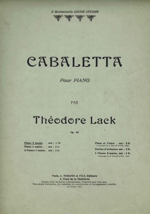 Cabaletta - Vintage Sheet Music
