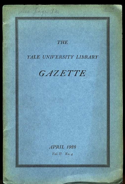 THE YALE UNIVERSITY LIBRARY GAZETTE VOL II NO. 4