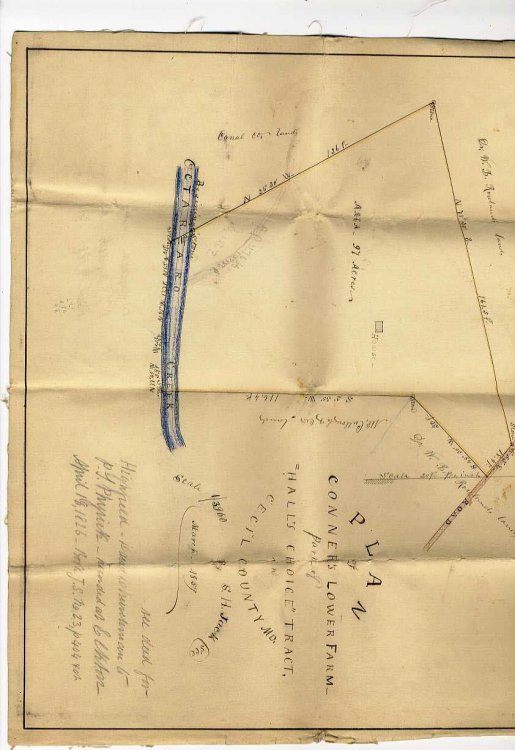PLAN OF CONNOR'S LOWER FARM, PART OF HALL'S CHOICE TRACT MARCH 1959 ON CLOTH, CECIL COUNTY MARYLAND