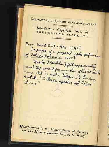 BRIEF HOLOGRAPHIC COMMENTARY ON BEERBOHM BY T S CRAWFORD