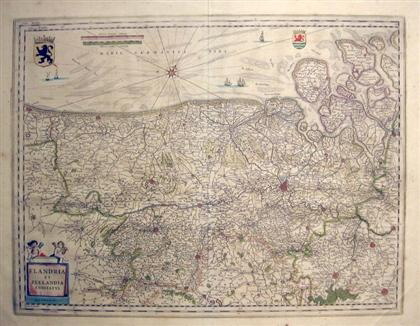 ENGRAVED MAP WITH OUTLINE COLOR. BLEAU, WILLEM J. 