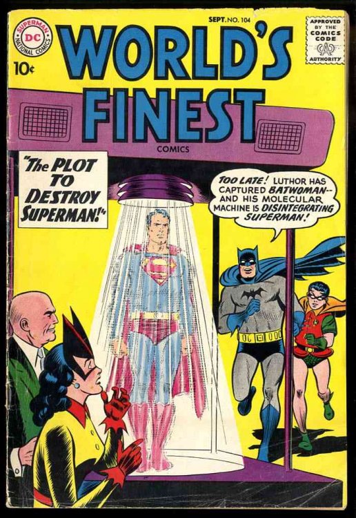 WORLD'S FINEST COMICS; THE PLOT TO DESTROY SUPERMAN [COMIC BOOK] SEPT 1959 #104