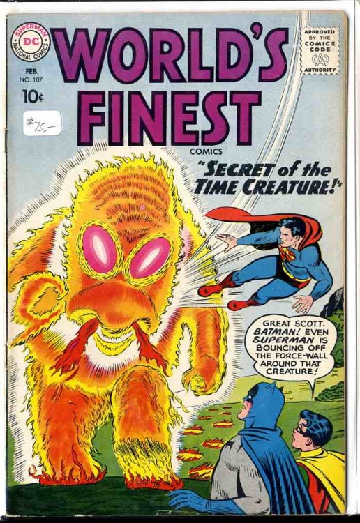 WORLD'S FINEST COMICS; SECRET OF THE TIME CREATURE #107 10C [COMIC BOOK] FEB 1960
