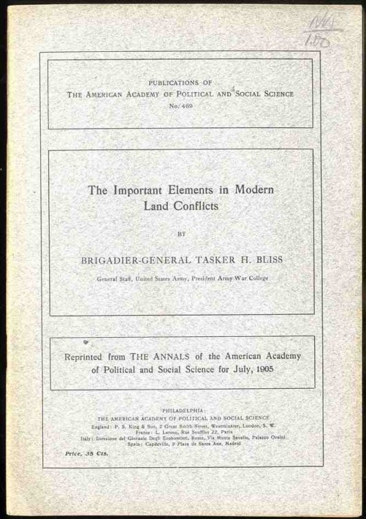 THE IMPORTANT ELEMENTS IN MODERN LAND CONFLICTS [Annals of the American Academy of Political and Social Science]