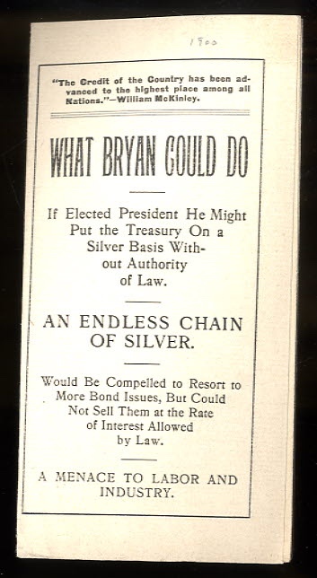 WHAT BRYAN COULD DO : IF ELECTED PRESIDENT HE MIGHT PUT THE TREASURY ON A SILVER BASIS WITHOUT AUTHORITY OF LAW.