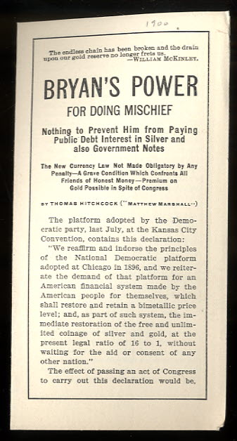 BRYAN'S POWER FOR DOING MISCHIEF : NOTHING TO PREVENT HIM FROM PAYING PUBLIC DEBT INTEREST IN SILVER AND ALSO GOVERNMENT NOTES .