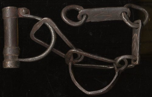 CIVIL WAR SET OF WROUGHT IRON SHACKLES [MANACLES], SAID TO HAVE BEEN BROUGHT BACK FROM THE CIVIL WAR BY AN OFFICER IN THE TENTH LEGION.