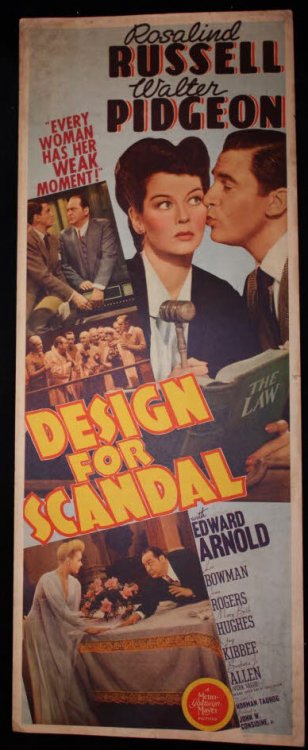 DESIGN FOR SCANDAL, WALTER PIDGEON, ROSALIND RUSSEL 36 X 14