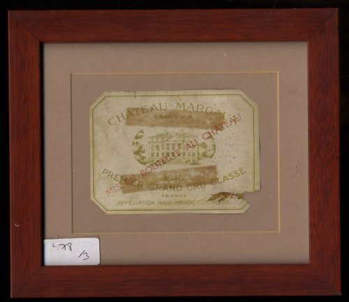 CHATEAUX MARGAUX 1940 PREMIERE GRAND CRU CLASSE FRAMED WINE LABEL
