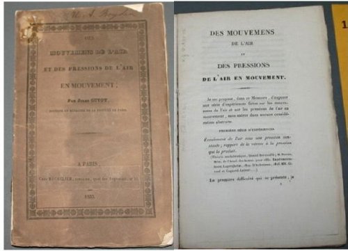 DES MOUVEMENS DE L'AIR ET DES PRESSIONS DE L'AIR EN MOUVEMENT. [SIGNED]