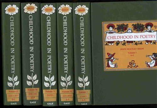 CHILDHOOD IN POETRY: A CATALOGUE, WITH BIOGRAPHICAL AND CRITICAL ANNOTATIONS, OF THE BOOKS OF ENGLISH AND AMERICAN POETS COMPRISING THE SHAW CHILDHOOD IN POETRY COLLECTION IN THE LIBRARY OF THE FLORIDA STATE UNIVERSITY. 5 VOLUMES.