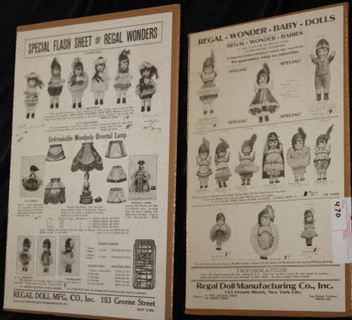 TWO REGAL DOLL MANUFACTURING COMPANY LARGE SALES SHEETS. [LBC]