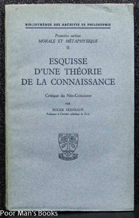 ESQUISSE D'UNE THEORIE DE LA CONNAISSANCE : CRITIQUE DU NEO-CRITICISME