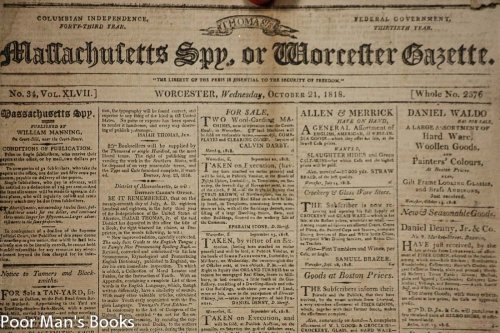 THOMAS'S MASSACHUSETTS SPY: OR, THE WORCESTER GAZETTE. WORCESTER, WEDNESDAY OCTOBER 21ST, 1818