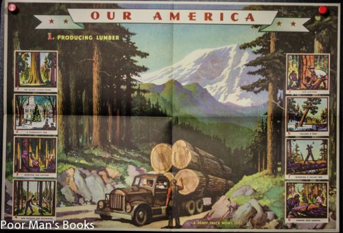 OUR AMERICA LUMBER COCA COLA WYETH SET OF 4 LARGE POSTERS IN ORIGINAL WRAP WITH PAMPHLET AND PRINT.