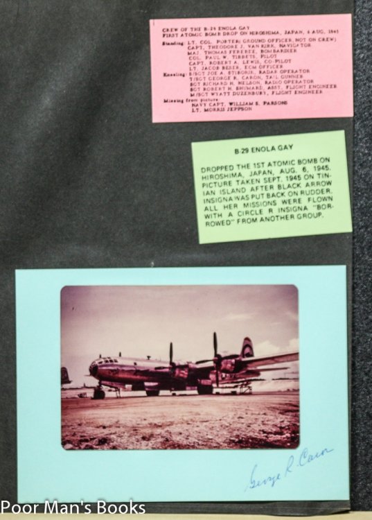 AUTOGRAPHS OF THREE CELEBRATED WW II AIRMEN, ENOLA GAY, BOCK'S CAR, BATTLE OF MIDWAY.