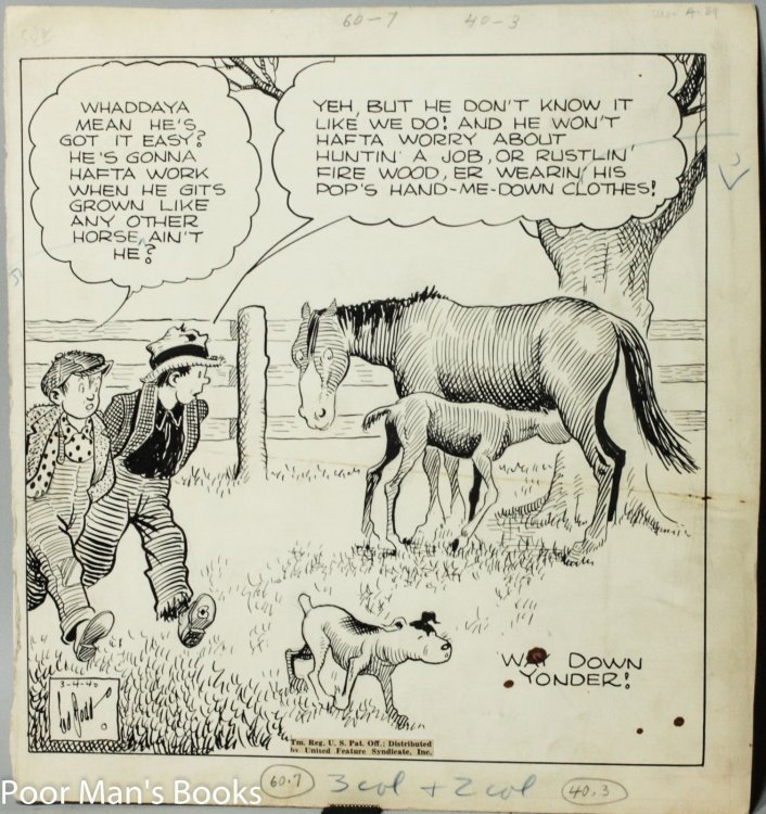 VINTAGE ORIGINAL SIGNED ED DODD CARTOON PANEL NEWSPAPER SERIES 