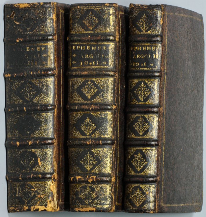 EPHEMERIDES EXACTISSIMAE CAELESTIUM MOTUUM AD LONGITUDINEM ALMAE URBIS, ET TYCHONIS BRAHE HYPOTHESES, AC DEDUCTAE E CAELO ACCURATE OBSERVATIONES AB ANNO MDCXLI AD ANNUM MDCC, PRAETER STELLARUM FIXARUM CATALOGUM EXTAT TABULA ORTUS ET OCCASUS [ASTROLOGY] [Ct in 2 Vols, Woodcuts]