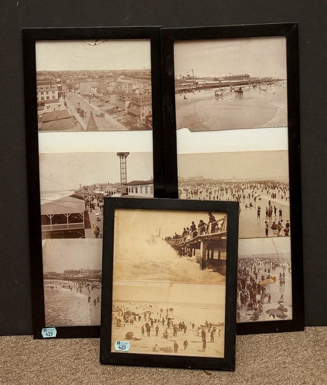 SEVEN VIEWS OF ATLANTIC CITY , NJ SEAFRONT [OR BRIGANTINE] 1900 ANTIQUE PHOTOGRAPHS [LBC]