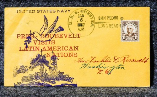 Roosevelt Visit Naval Cachet Addressed To Franklin D. Roosevelt From His Stamp Collection.