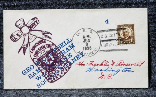 USS ANTARES NAVAL CACHET ADDRESSED TO FRANKLIN D ROOSEVELT FROM HIS STAMP COLLECTION
