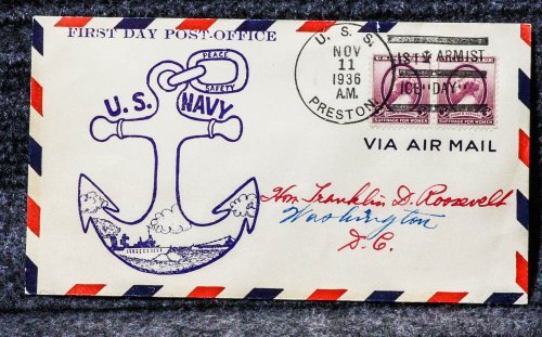 USS PRESTON NAVAL CACHET ADDRESSED TO FRANKLIN D ROOSEVELT FROM HIS STAMP COLLECTION