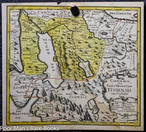 POST INCUNABLE MAP OF SWITZERLAND. COLOR.
