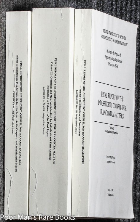 Final Report Of The Independent Counsel For Iran/contra Matters [ct 3 Vols] [signed]