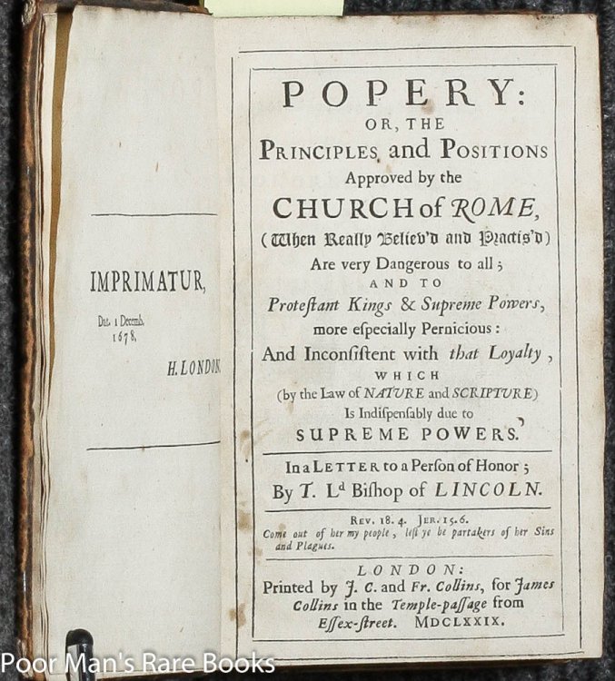 POPERY: GUNPOWDER-TREASON; KING JAMES HIS SPEECH [3 BOUND IN ONE VOLUME]