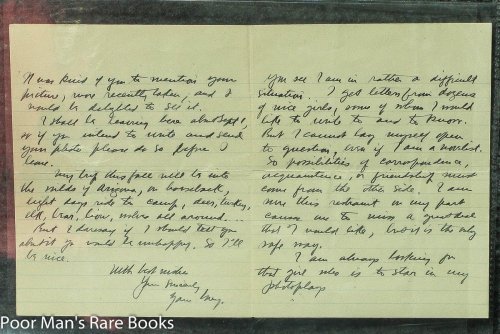 GREY, ZANE. 3 PAGE AUTOGRAPH LETTER SIGNED