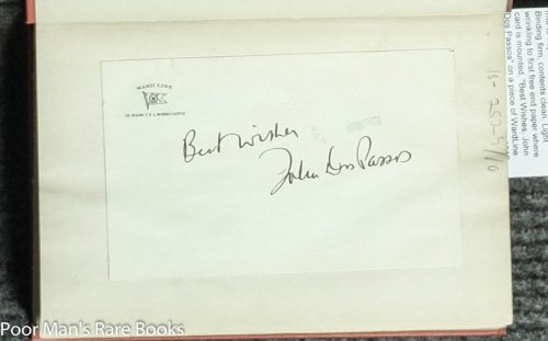 1919 [AUTHOR'S SIGNATURE]Dos Passos' signature & inscr mounted