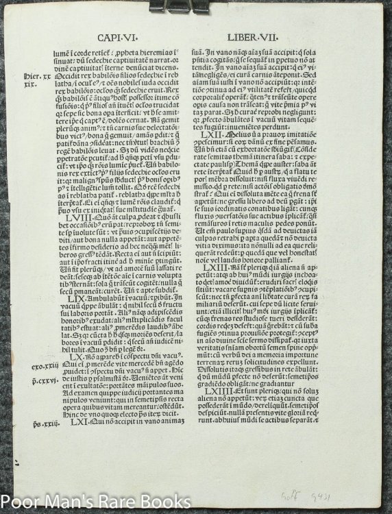 Incunable Leaf 1495 Moralia Divi Gregorii Omni Eru Ditione Sacraru Scriptus