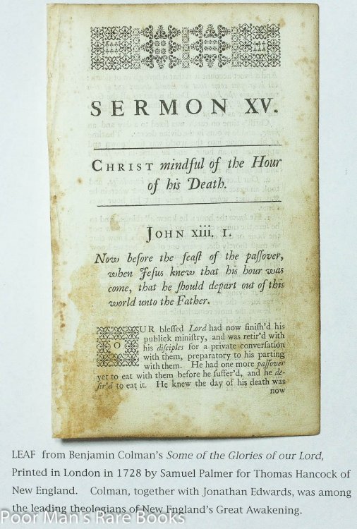 Leaf From Some Of The Glories Of Our Lord And Saviour Jesus Christ 1728 Sermon XV