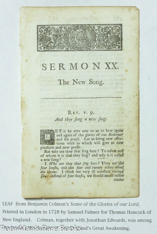 Leaf From Some Of The Glories Of Our Lord And Saviour Jesus Christ 1728 Sermon XX