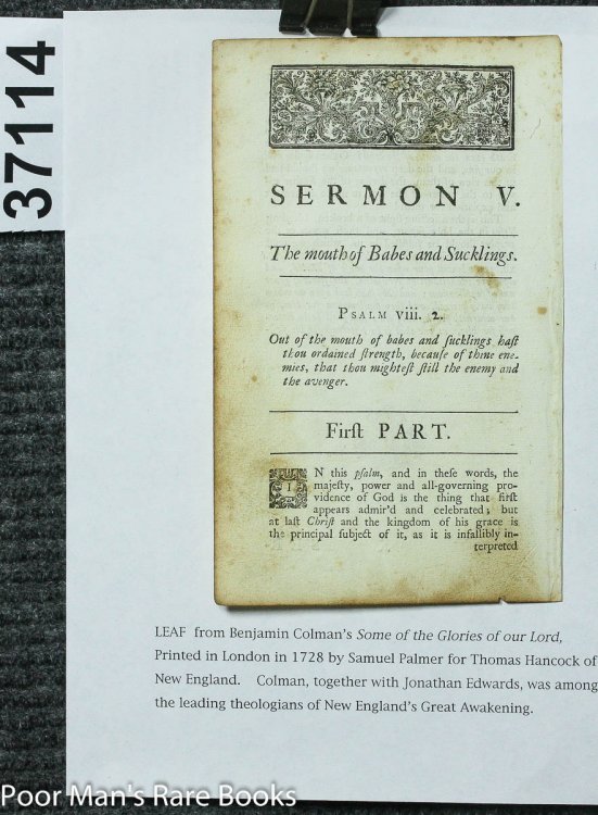 Leaf From Some Of The Glories Of Our Lord And Saviour Jesus Christ 1728 Sermon V