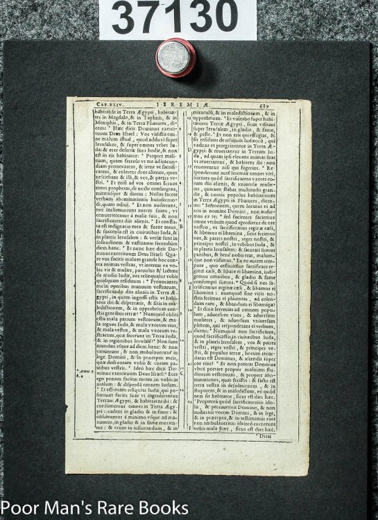 Single Leaf From The Plantin Vulgate Bible 1628 Antwerp