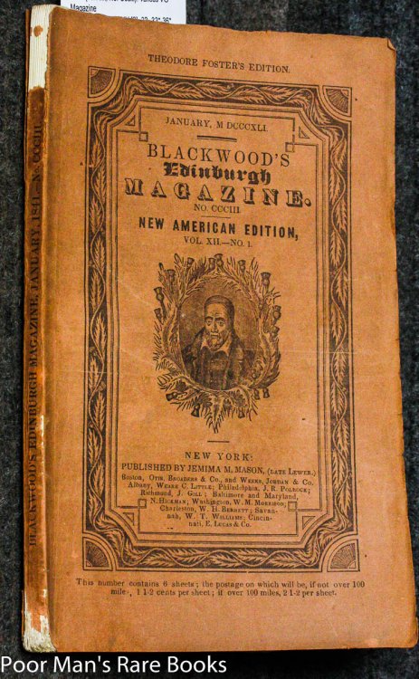 Blackwood's Edinburgh Magazine. Jan. 1841 (vol Xlix, No. Ccciii).