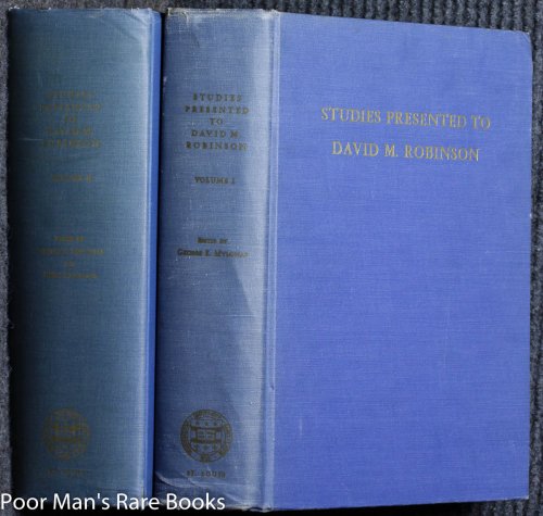 Studies Presented To David Moore Robinson On His Seventieth Birthday [ct 2 Vols]